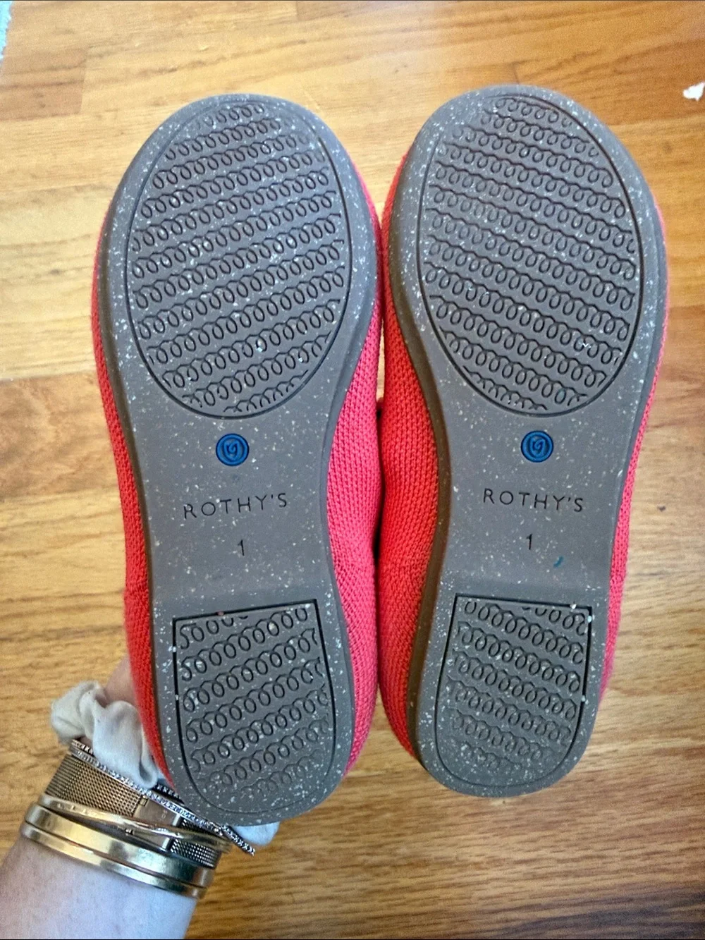 Rothy's Red Knit Mary Jane Flats with Elastic Strap